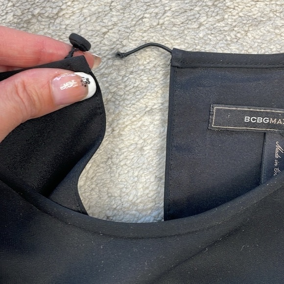 BCBGMaxAzria Alessandra Peplum Abstract Mini Dress Black Multi Sleeveless Sz 8 - Picture 14 of 16